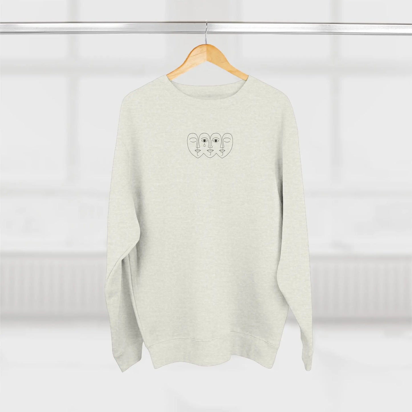 Quiet Faces Crewneck | Emotional Line Art Sweatshirt Printify