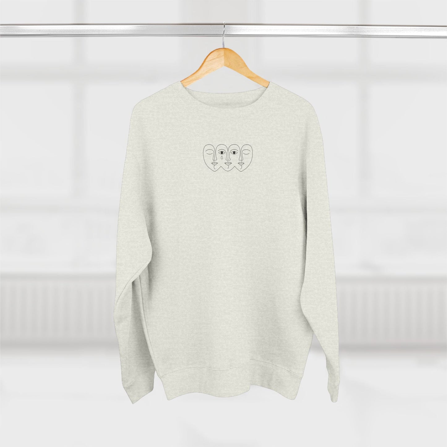 Quiet Faces Crewneck | Emotional Line Art Sweatshirt Printify