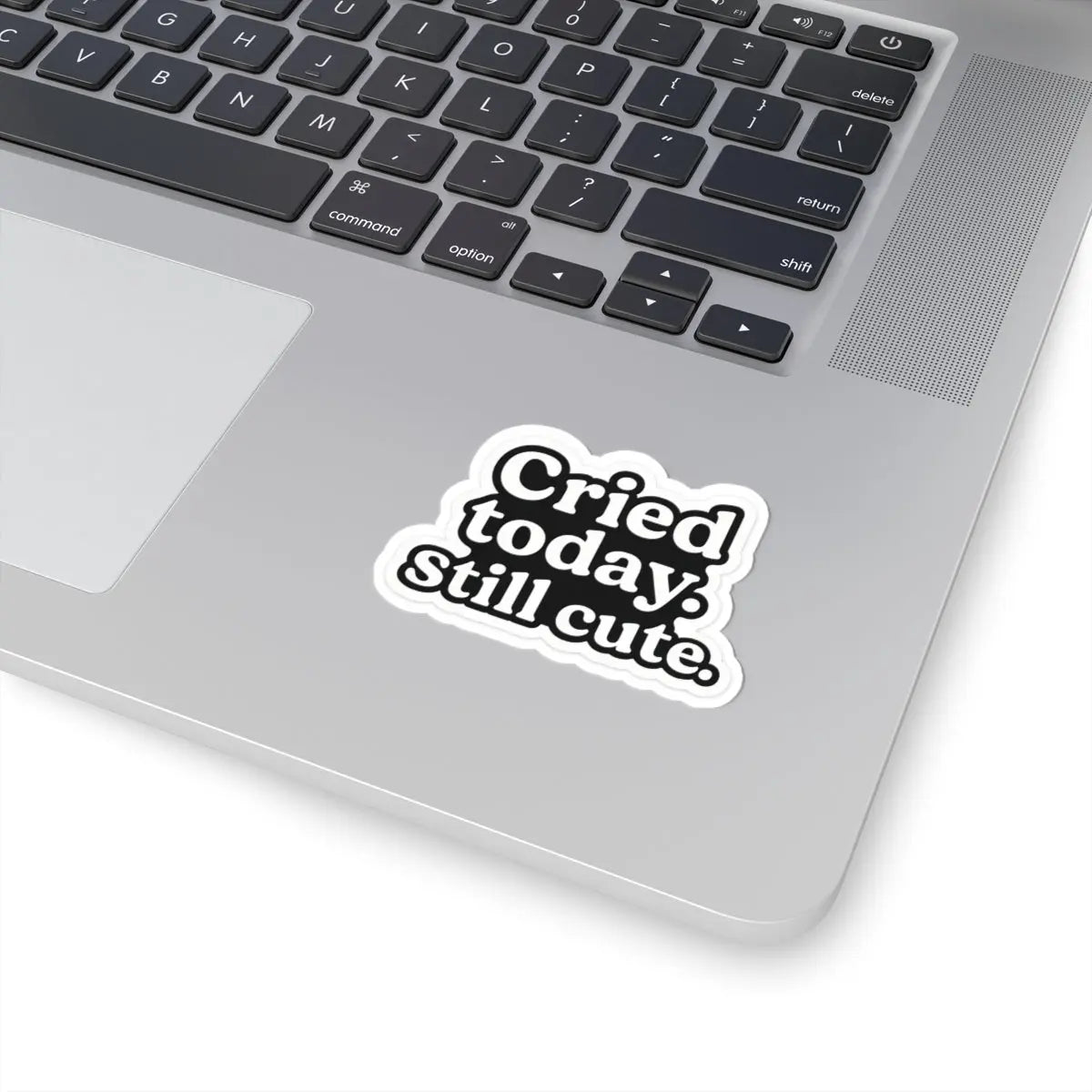 Cried Today. Still Cute. Sticker | Minimal Vinyl Decal for Laptop, Water Bottle, or Journal Printify