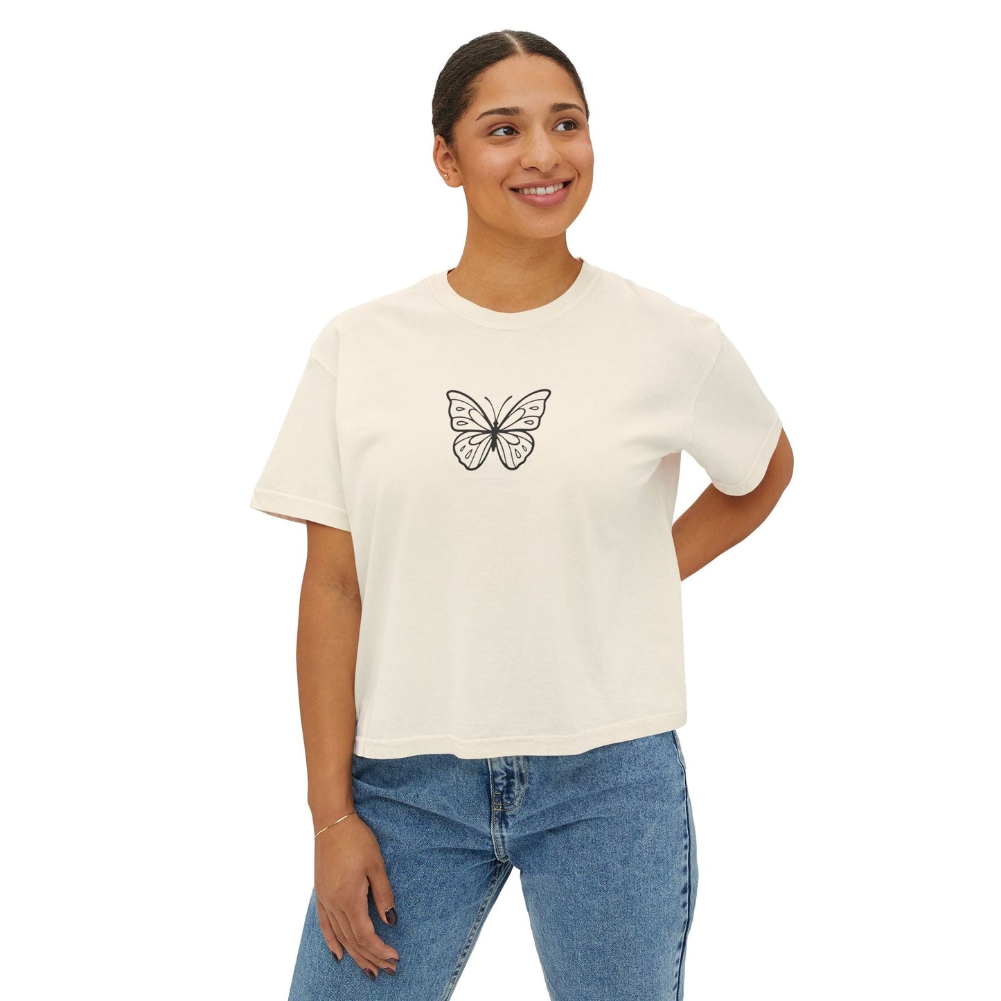 Minimal Line Art Butterfly Comfort Tee Printify