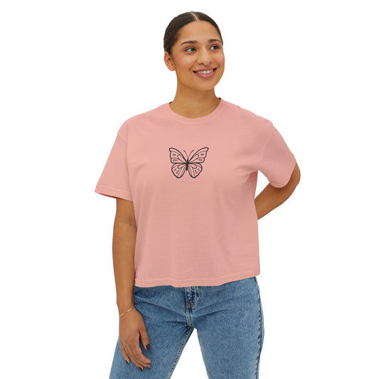 Minimal Line Art Butterfly Comfort Tee Printify