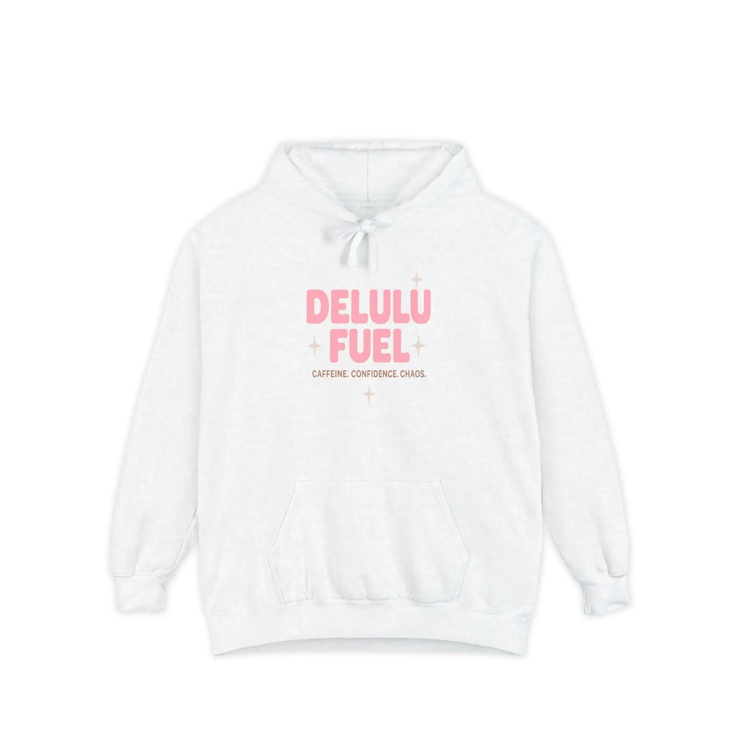 Delulu Fuel™ Hoodie – Caffeine. Confidence. Chaos. | Unisex Cozy Streetwear Printify