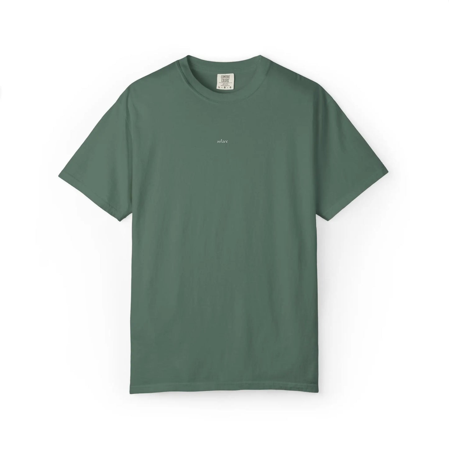 “solace.” Embroidered Minimalist Comfort Colors Tee – Soft Aesthetic Quiet Club Shirt Printify