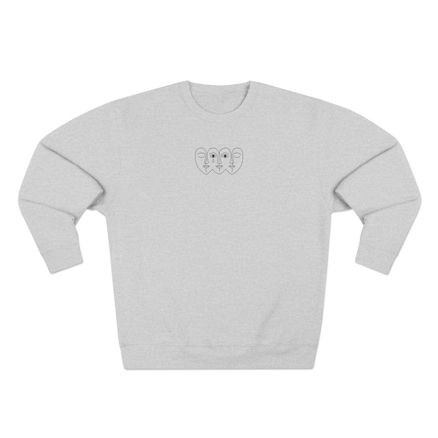 Quiet Faces Crewneck | Emotional Line Art Sweatshirt Printify