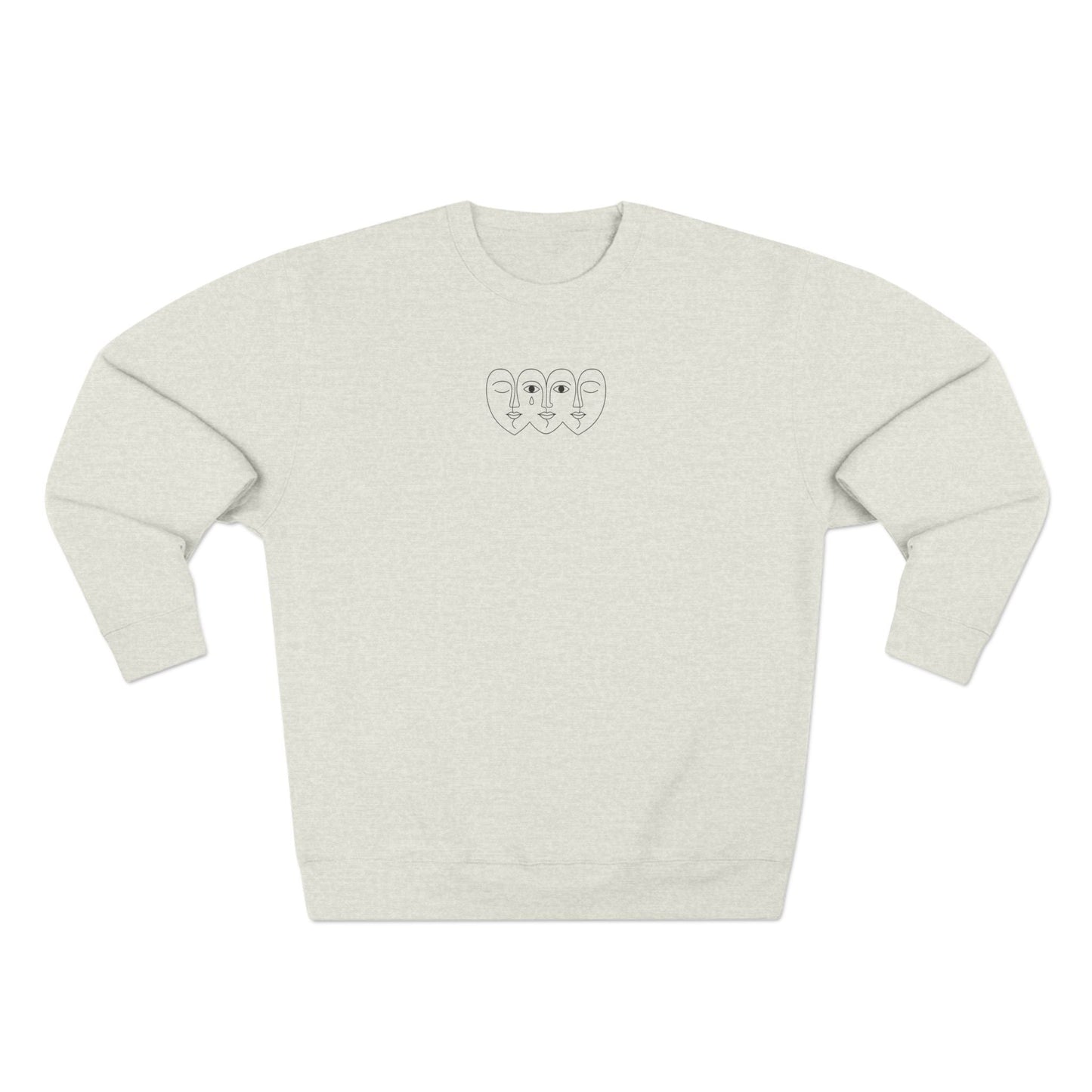 Quiet Faces Crewneck | Emotional Line Art Sweatshirt Printify
