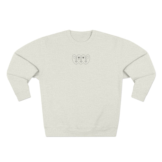 Quiet Faces Crewneck | Emotional Line Art Sweatshirt Printify