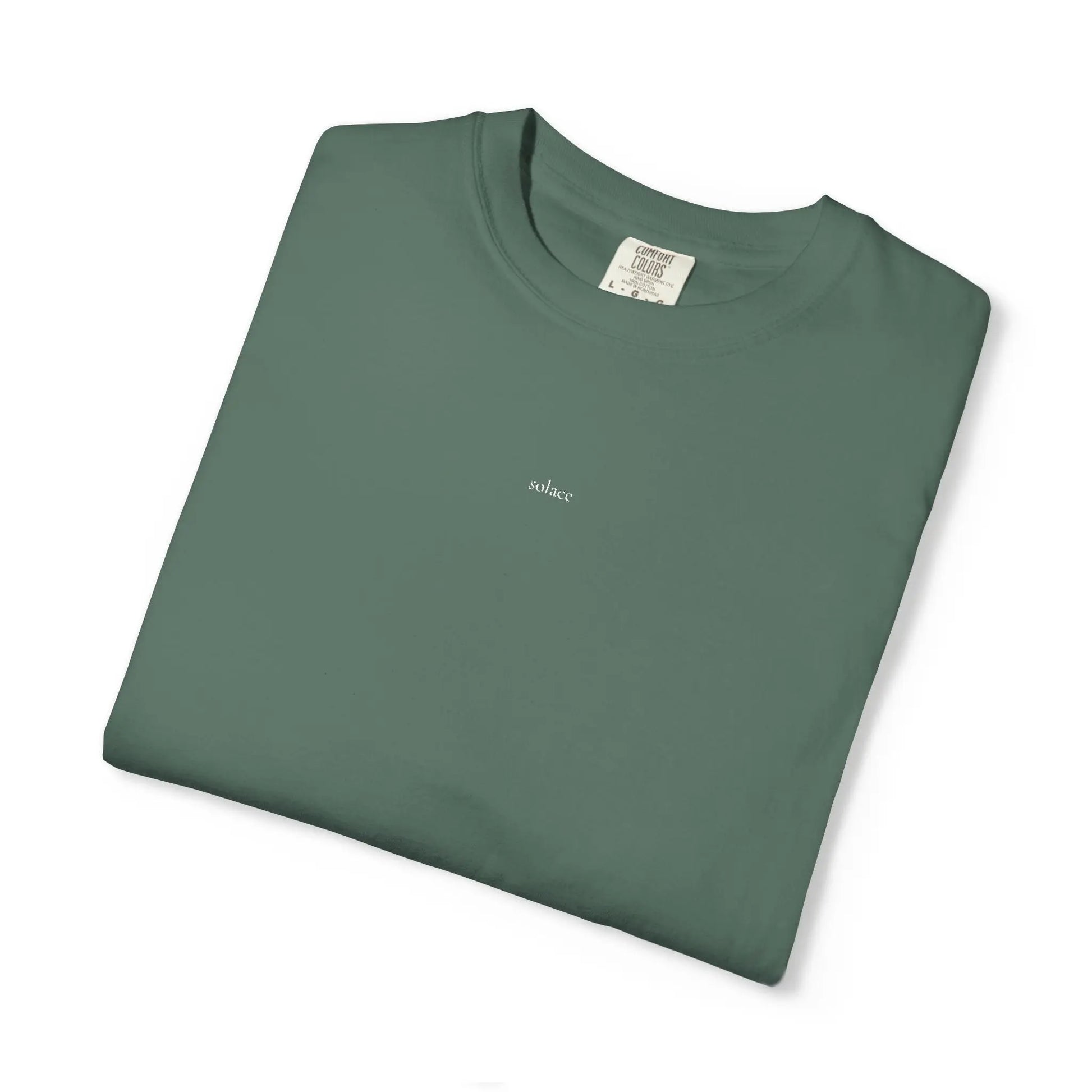 “solace.” Embroidered Minimalist Comfort Colors Tee – Soft Aesthetic Quiet Club Shirt Printify