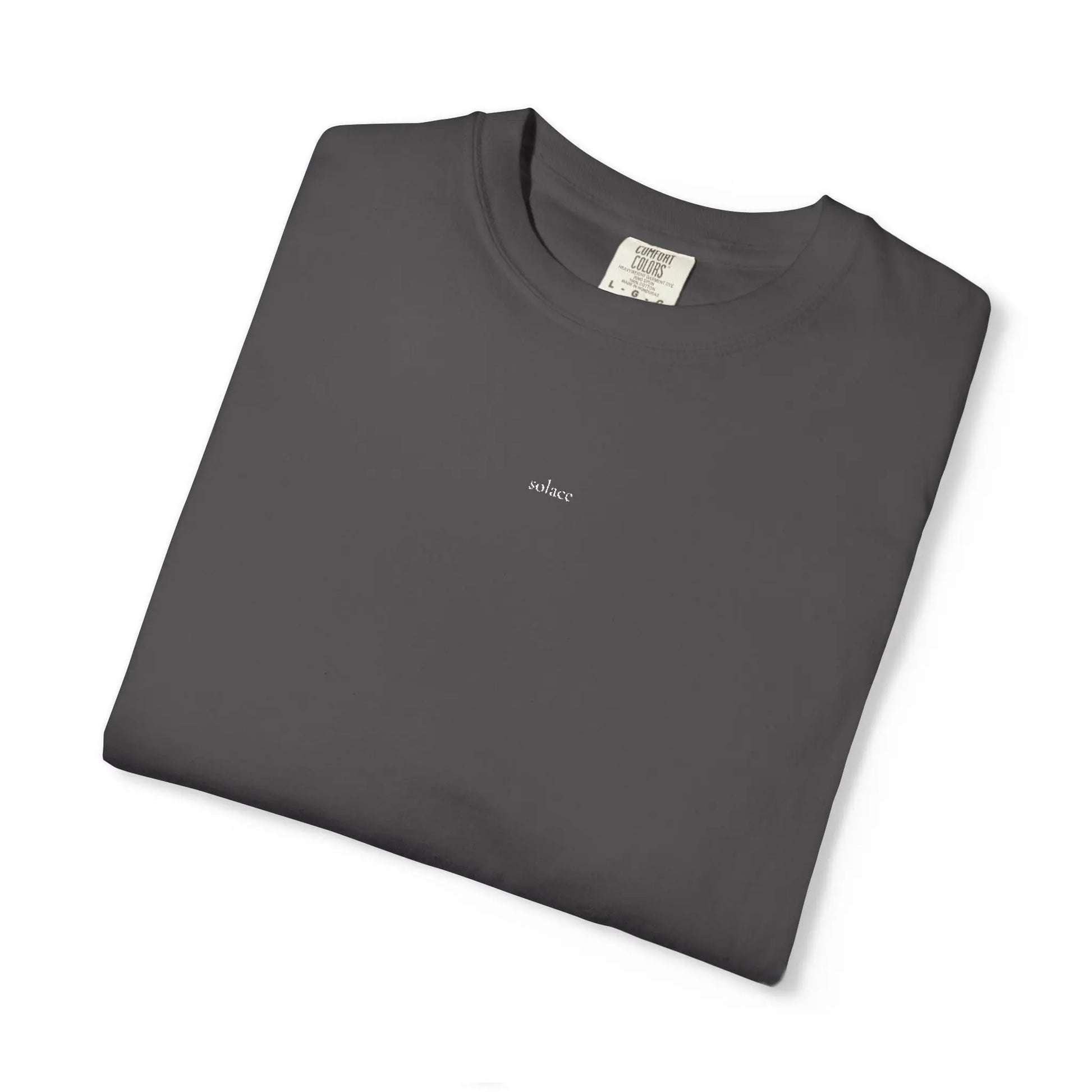 “solace.” Embroidered Minimalist Comfort Colors Tee – Soft Aesthetic Quiet Club Shirt Printify