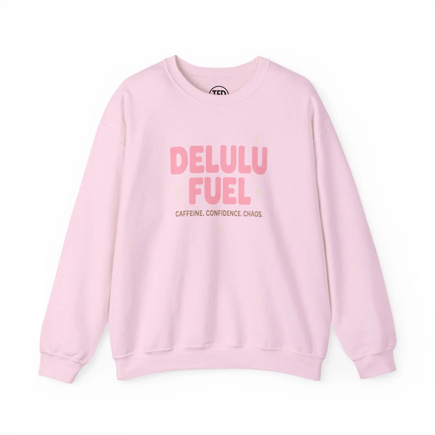 Delulu Fuel™ Crewneck Sweatshirt | Cozy Gift for Caffeine Lovers, Main Character Energy, Mental Health Merch Printify