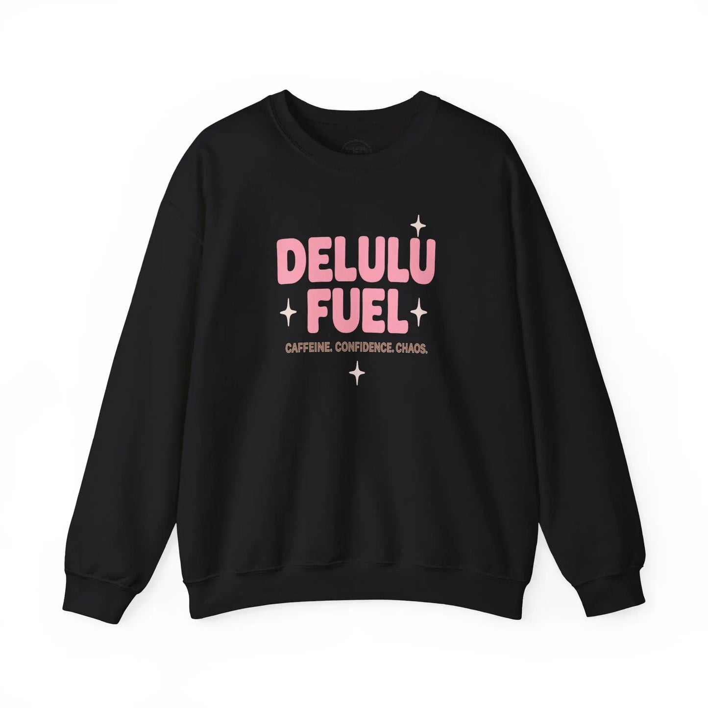 Delulu Fuel™ Crewneck Sweatshirt | Cozy Gift for Caffeine Lovers, Main Character Energy, Mental Health Merch Printify
