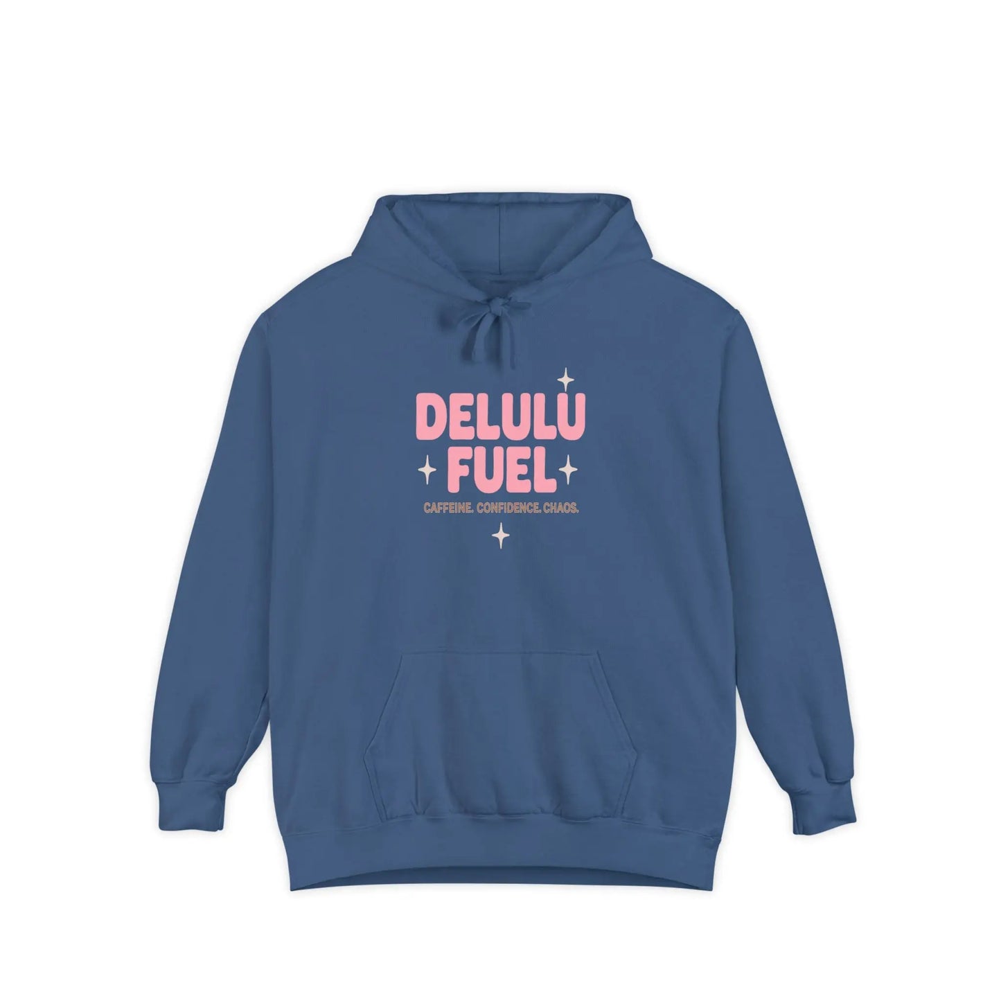 Delulu Fuel™ Hoodie – Caffeine. Confidence. Chaos. | Unisex Cozy Streetwear Printify