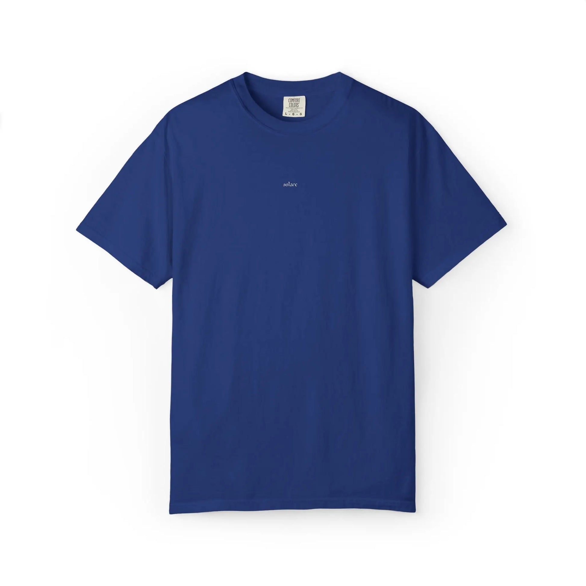 “solace.” Embroidered Minimalist Comfort Colors Tee – Soft Aesthetic Quiet Club Shirt Printify